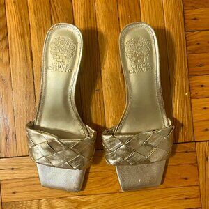 Vince Camuto Metallic Gold Leather Mule Sandals
